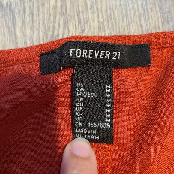 Forever 21 medium women's burnt orange front tie surplice dolman crop top - Picture 5 of 8